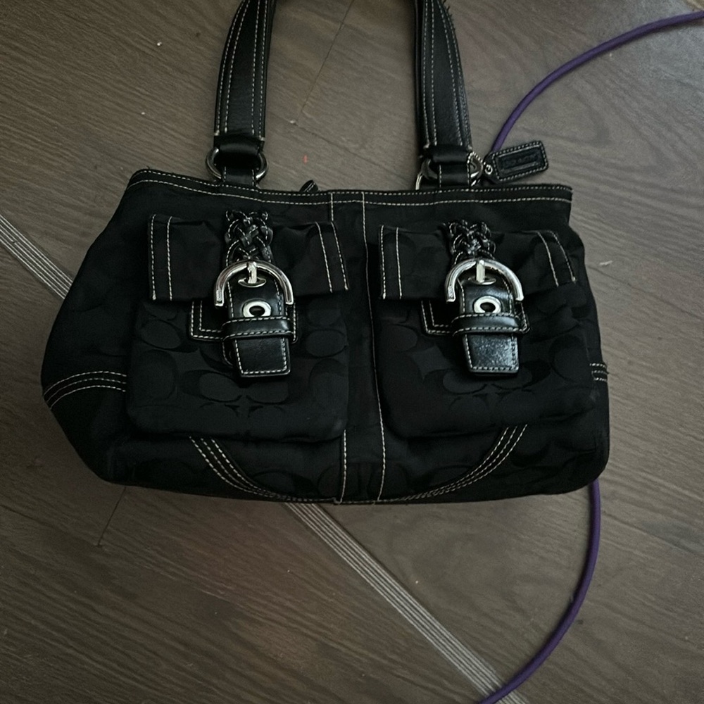 Vintage Coach Black Signature Soho Tote Satchel Purse